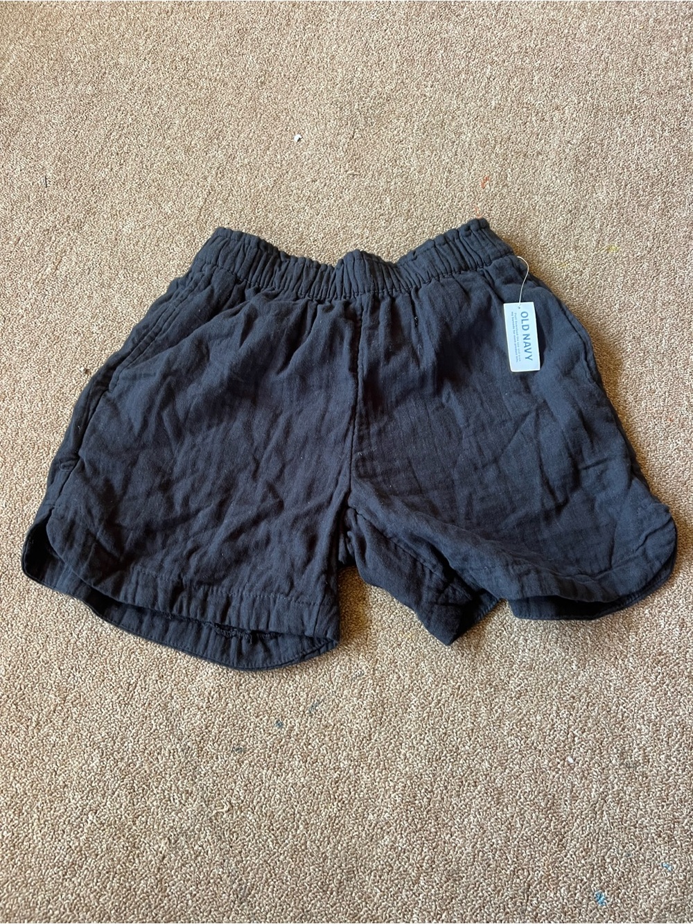 Women’s Old Navy Black Linen-Blend Elastic Waist Shorts